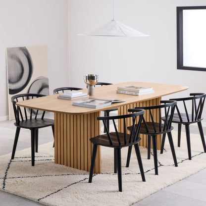 Christo Dining Table in Oak with 6 Ida Chairs in Black