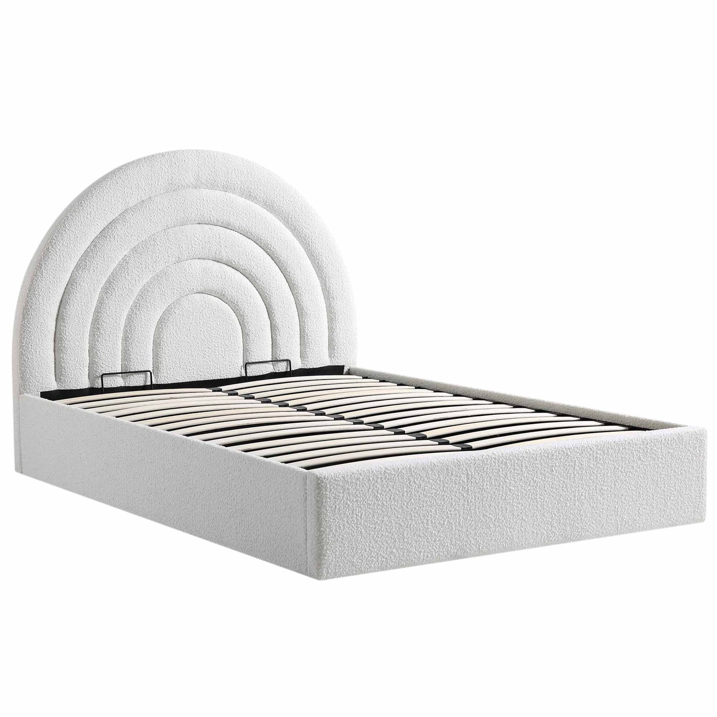 Archer White Boucle Ottoman Bed with Storage