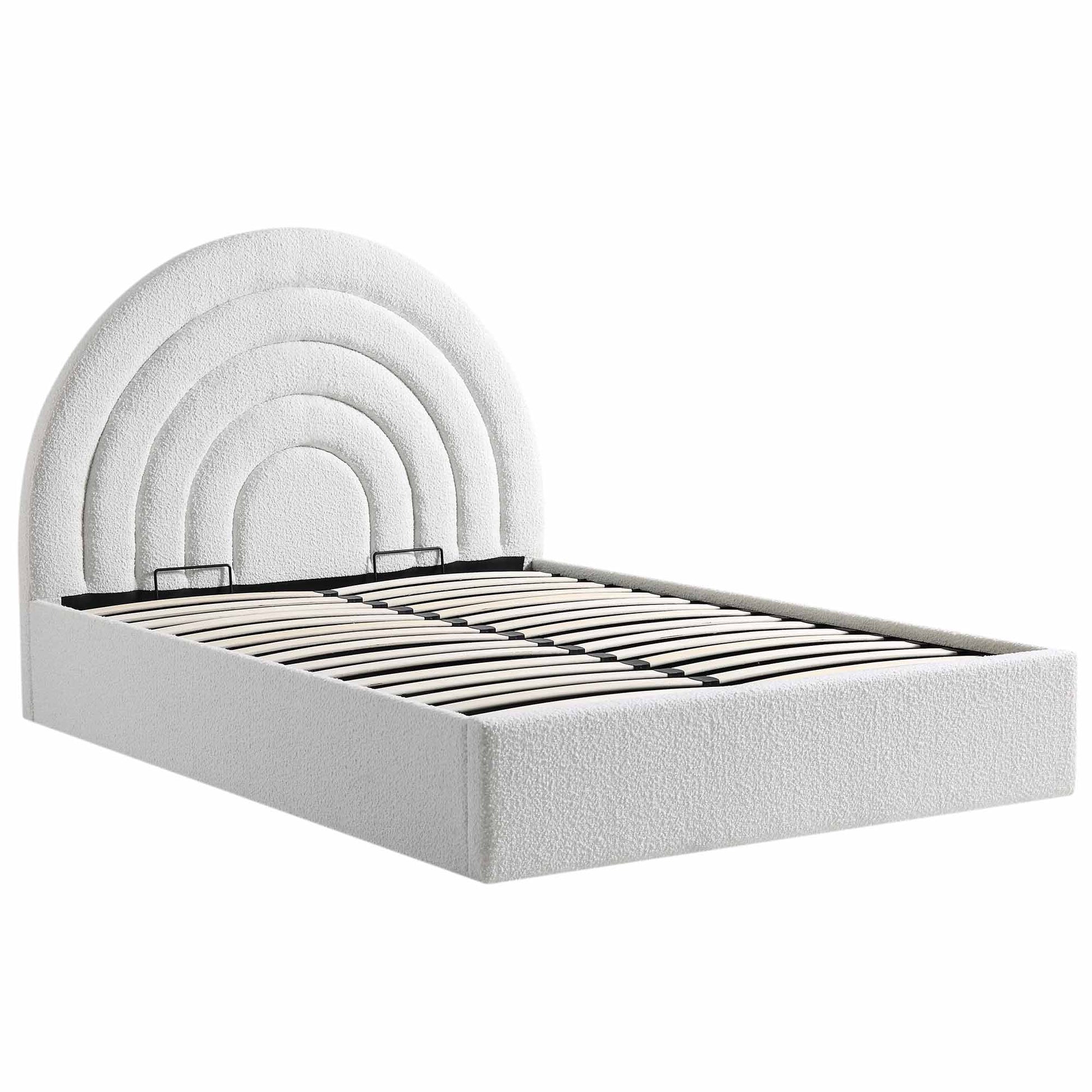 Archer White Boucle Ottoman Bed with Storage