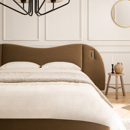 Egerie Extended Headboard Ottoman Bed with Storage, Hazel Velvet