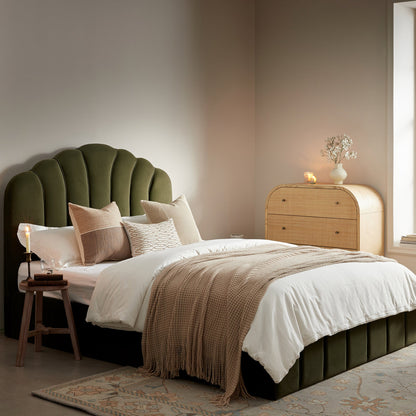 Hana Ottoman Bed with Storage, Moss Green Velvet