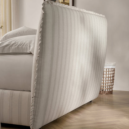 Celeste Upholstered Bed with Storage with Ruffled Headboard, Seashell Stripe