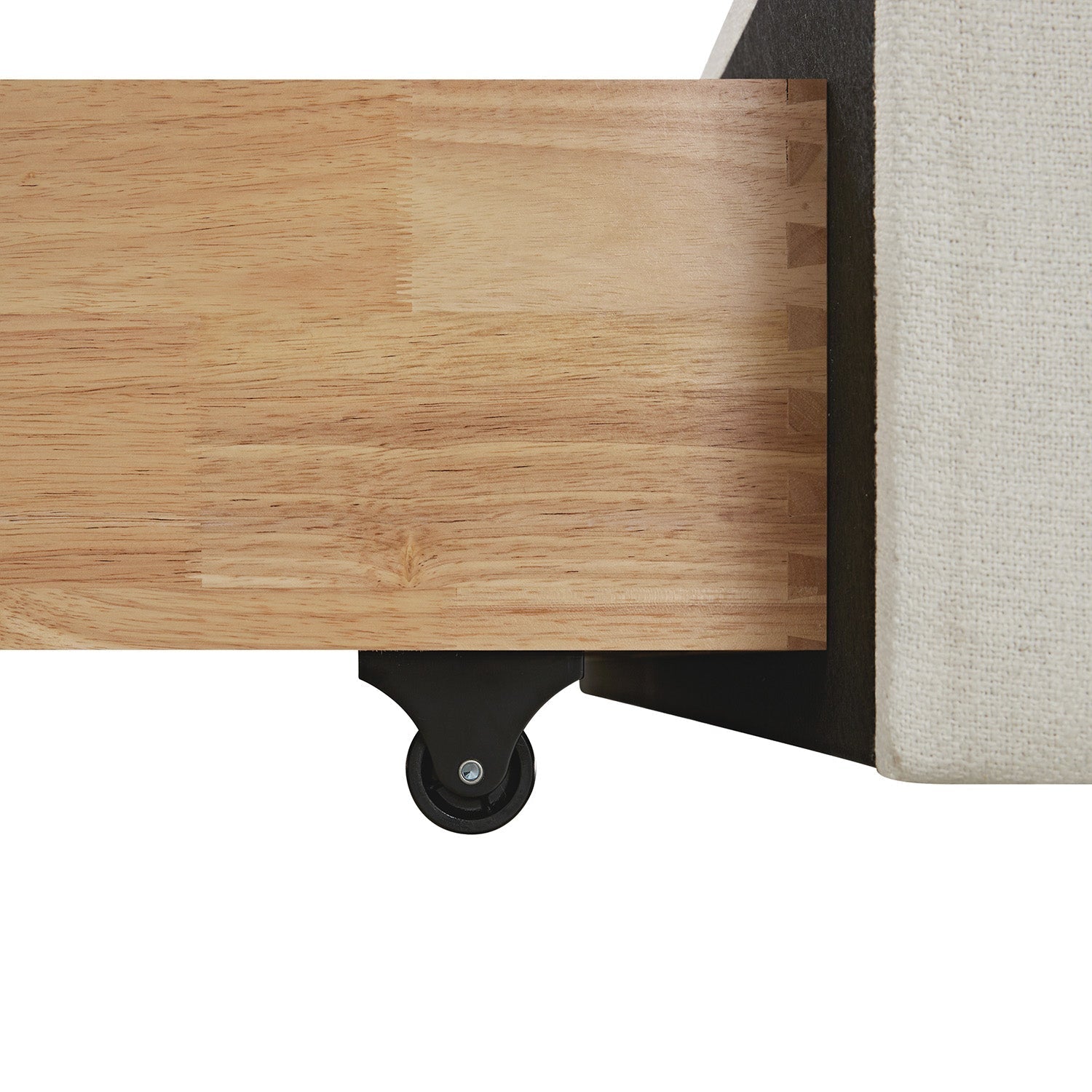 Forte Drawer Bed with Storage, Beige Linen Blend