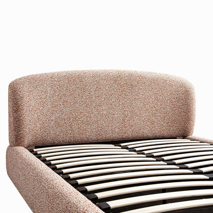 Constance Winged Headboard Ottoman Bed with Storage, Musk Blush Boucle