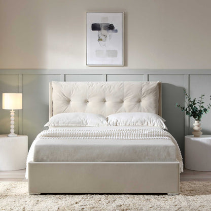 Hadley Champagne Velvet Ottoman Bed with Storage