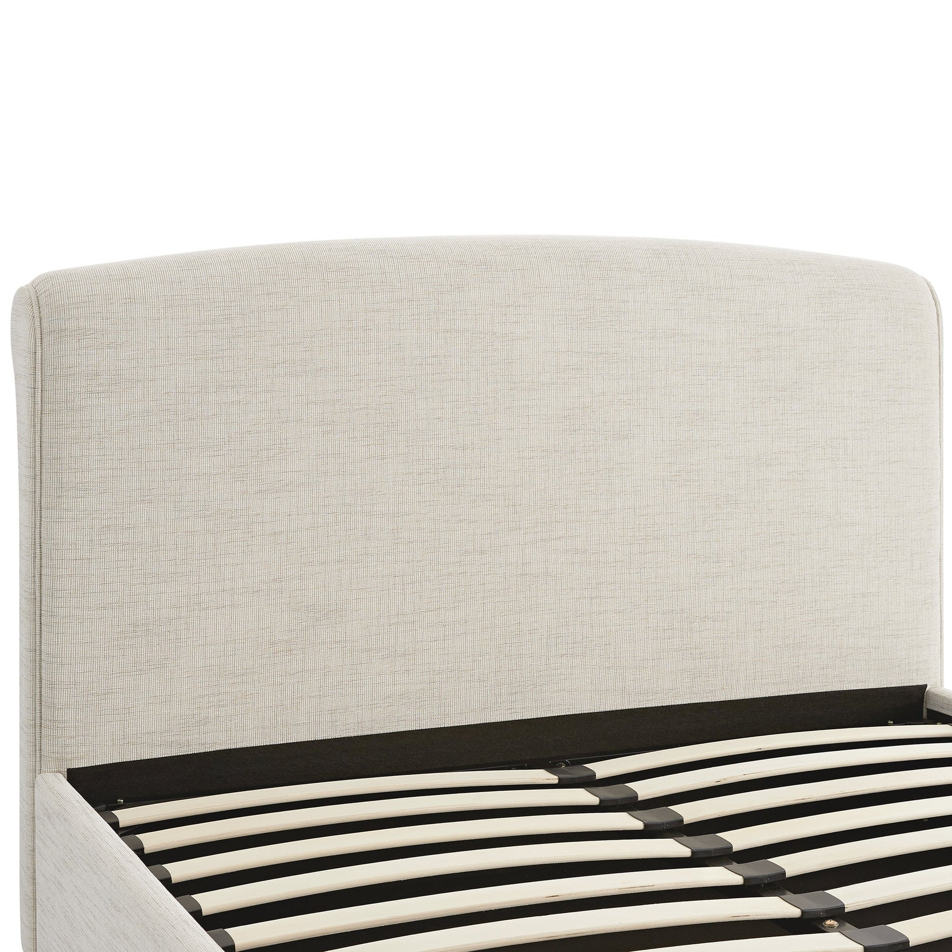 Porchester Ottoman Bed with Storage, Sleigh, Oatmeal Woven Textured Fabric