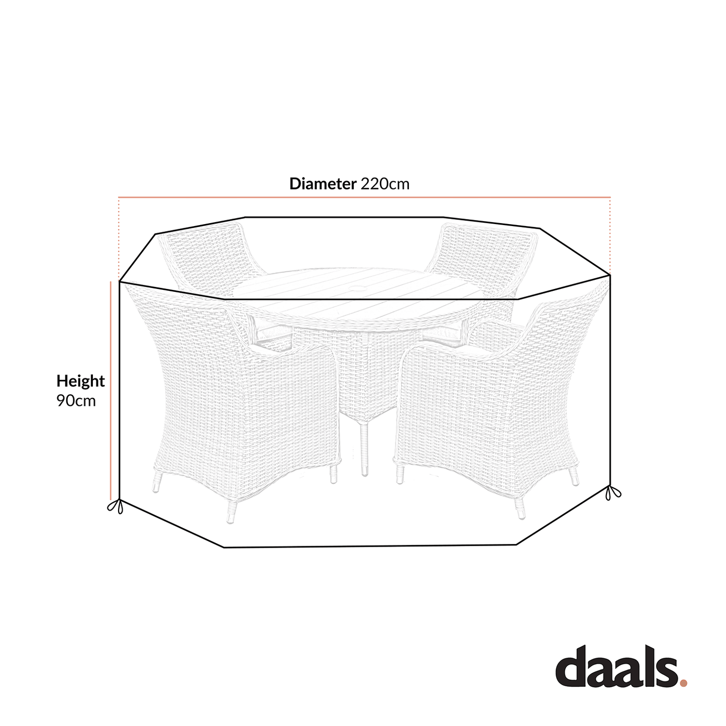 Garden Furniture Cover for Hampshire 4-Seater Rattan Dining Set