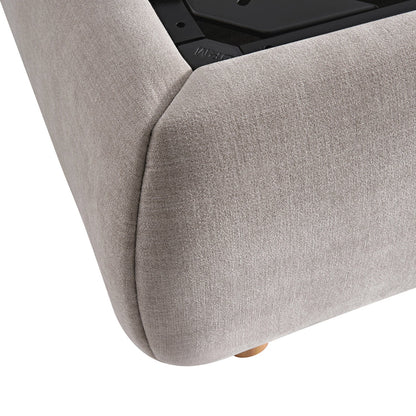 Astrid Ruched Wingback Bed, Oatmeal Chenille