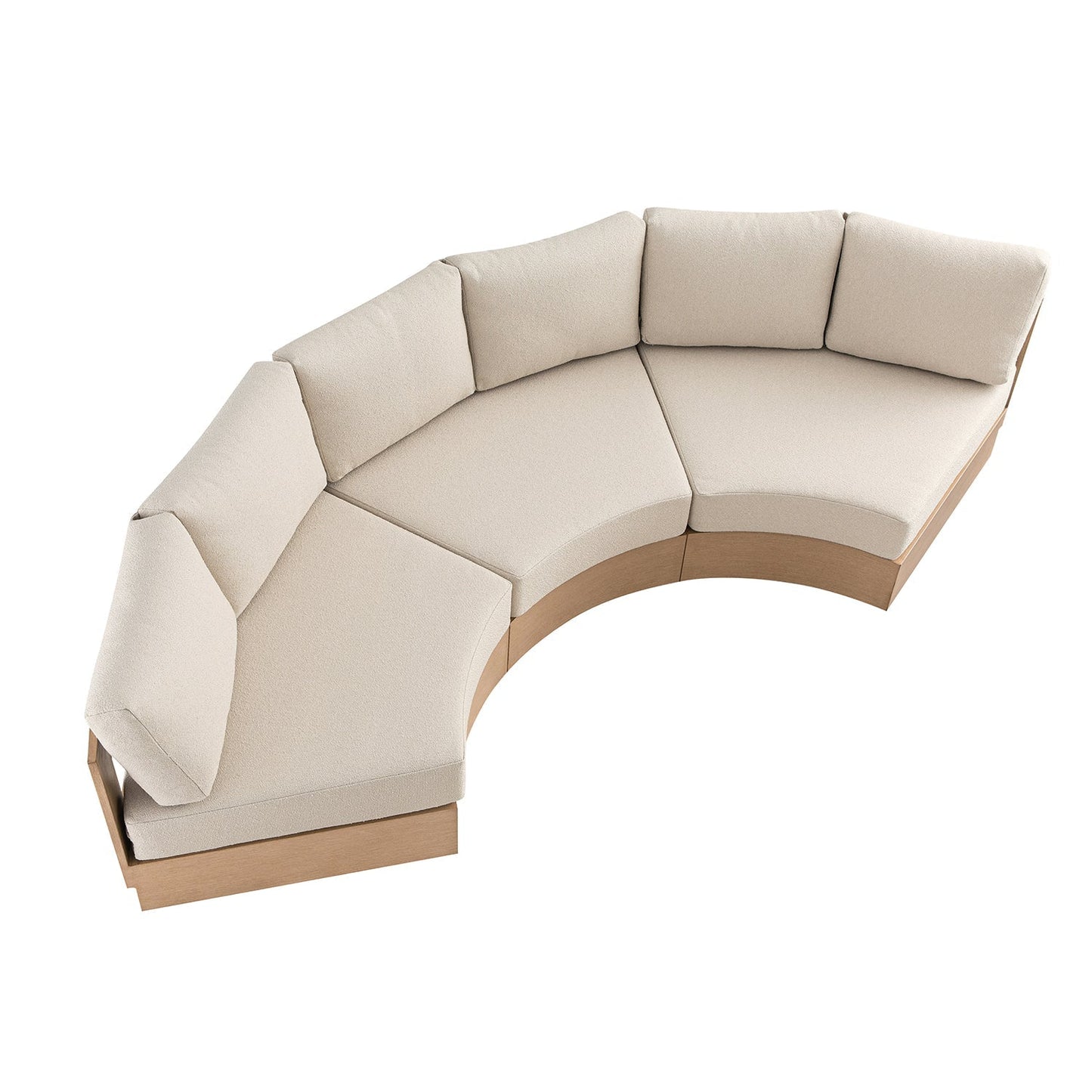 Jardin Aluminium Outdoor Modular Large 3-Piece Curved Sofa Set, Natural