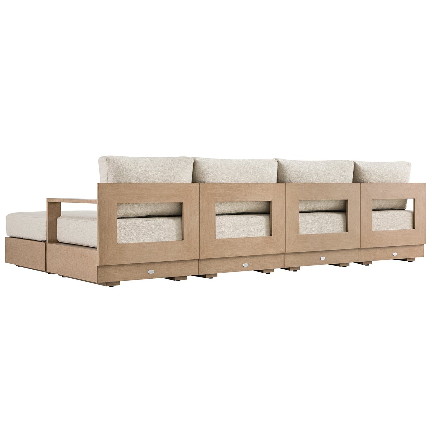 Jardin Aluminium Outdoor Modular 6-Piece Double Chaise Sofa Set, Natural