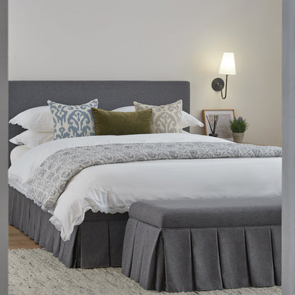 Egerton Box-Pleat Ottoman Bed with Storage, Charcoal Brushed Fabric