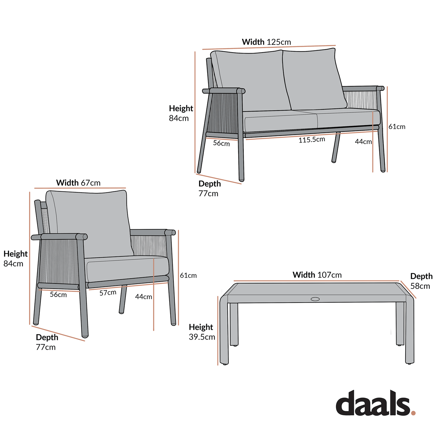 Soller Indoor and Outdoor Rope Weave 4-Seater Sofa Set