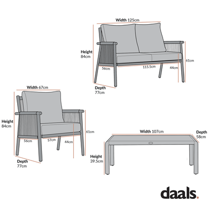 Soller Indoor and Outdoor Rope Weave 4-Seater Sofa Set