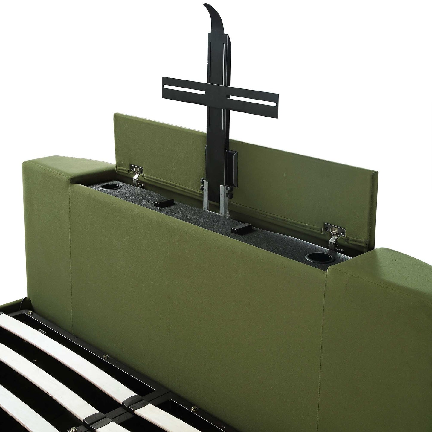 Wilton Moss Green Velvet TV Bed with Ottoman Storage