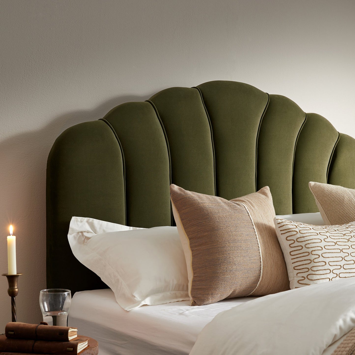 Hana Ottoman Bed with Storage, Moss Green Velvet