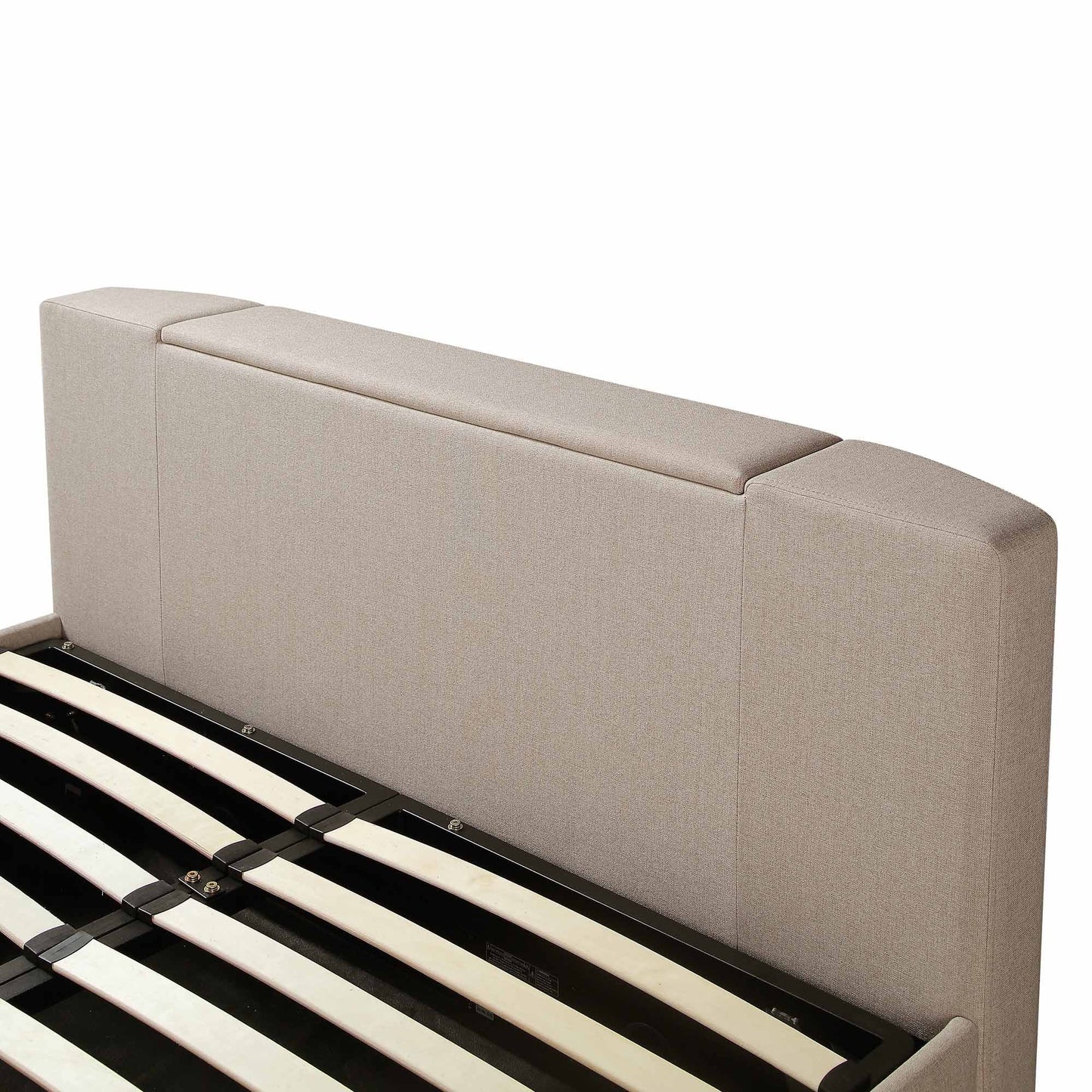 Wilton Warm Stone Fabric TV Bed with Ottoman Storage