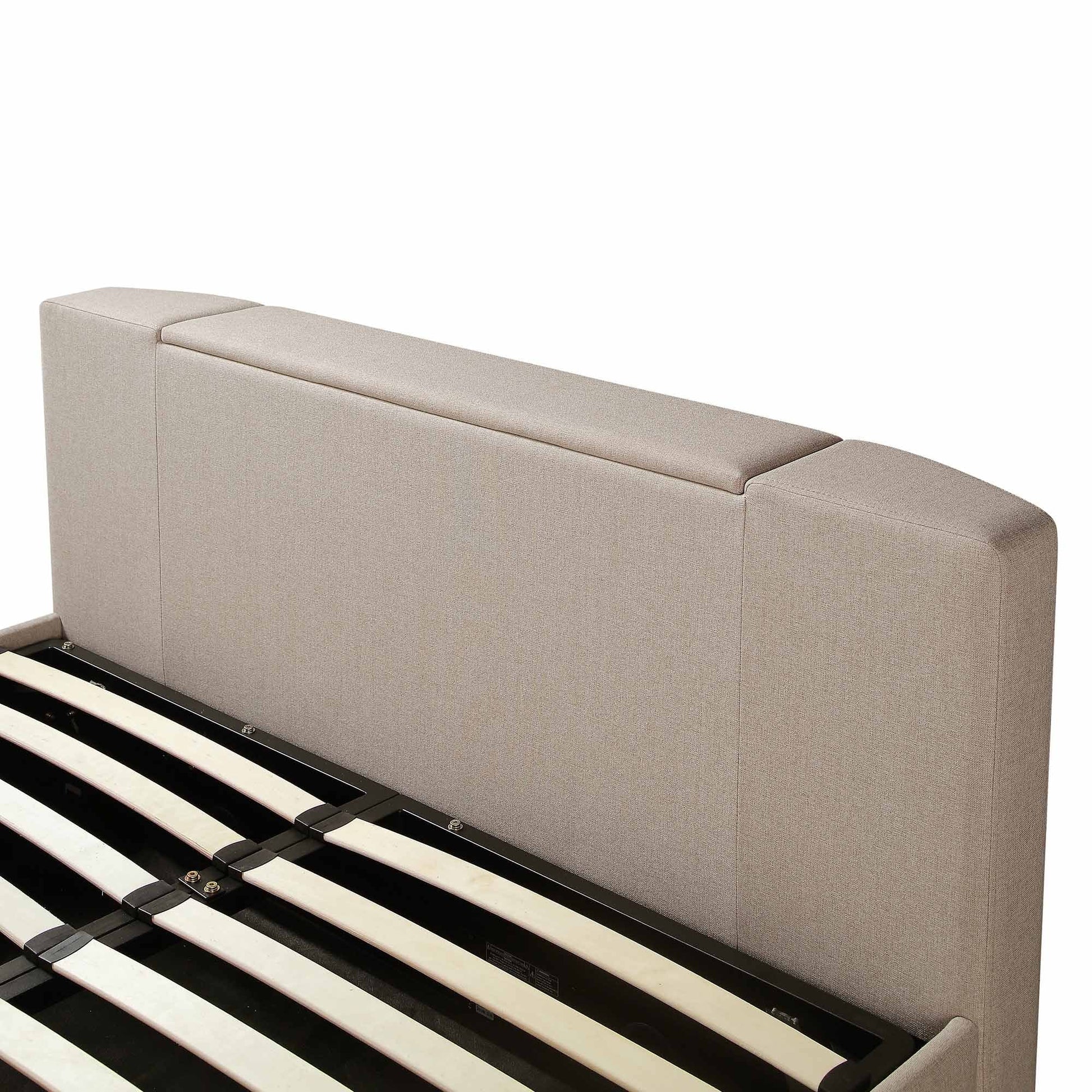 Wilton Warm Stone Fabric TV Bed with Ottoman Storage