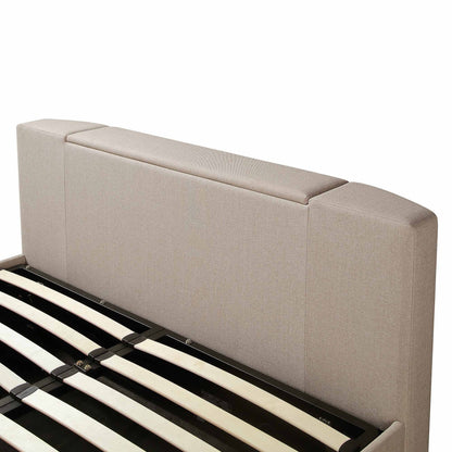 Wilton Warm Stone Fabric TV Bed with Ottoman Storage