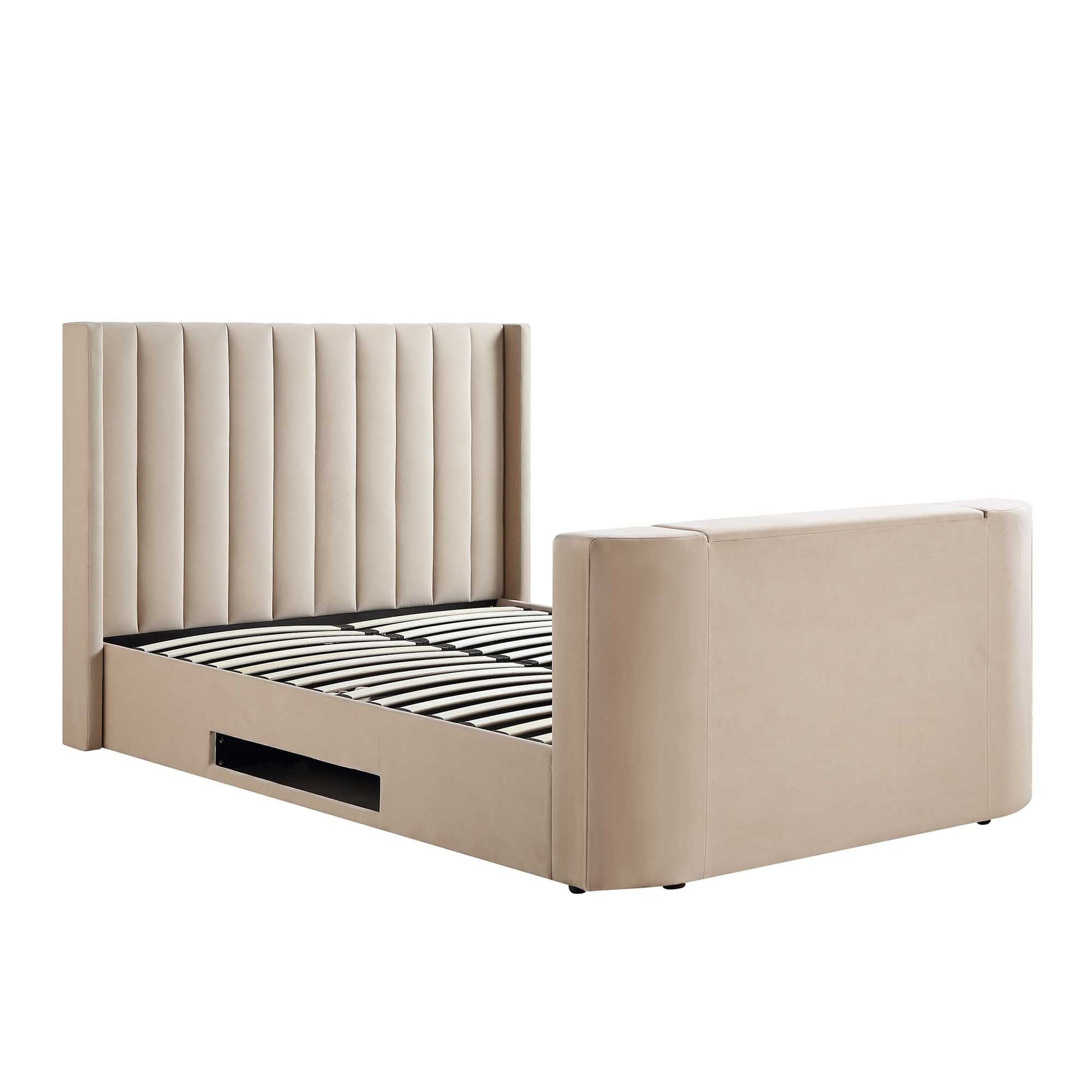Wilton Champagne Velvet TV Bed with Ottoman Storage
