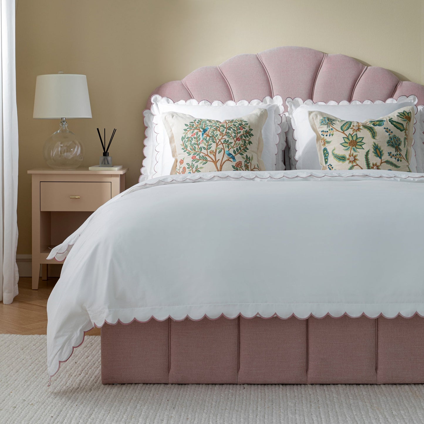 Hana Ottoman Bed with Storage, Petal Pink Chenille