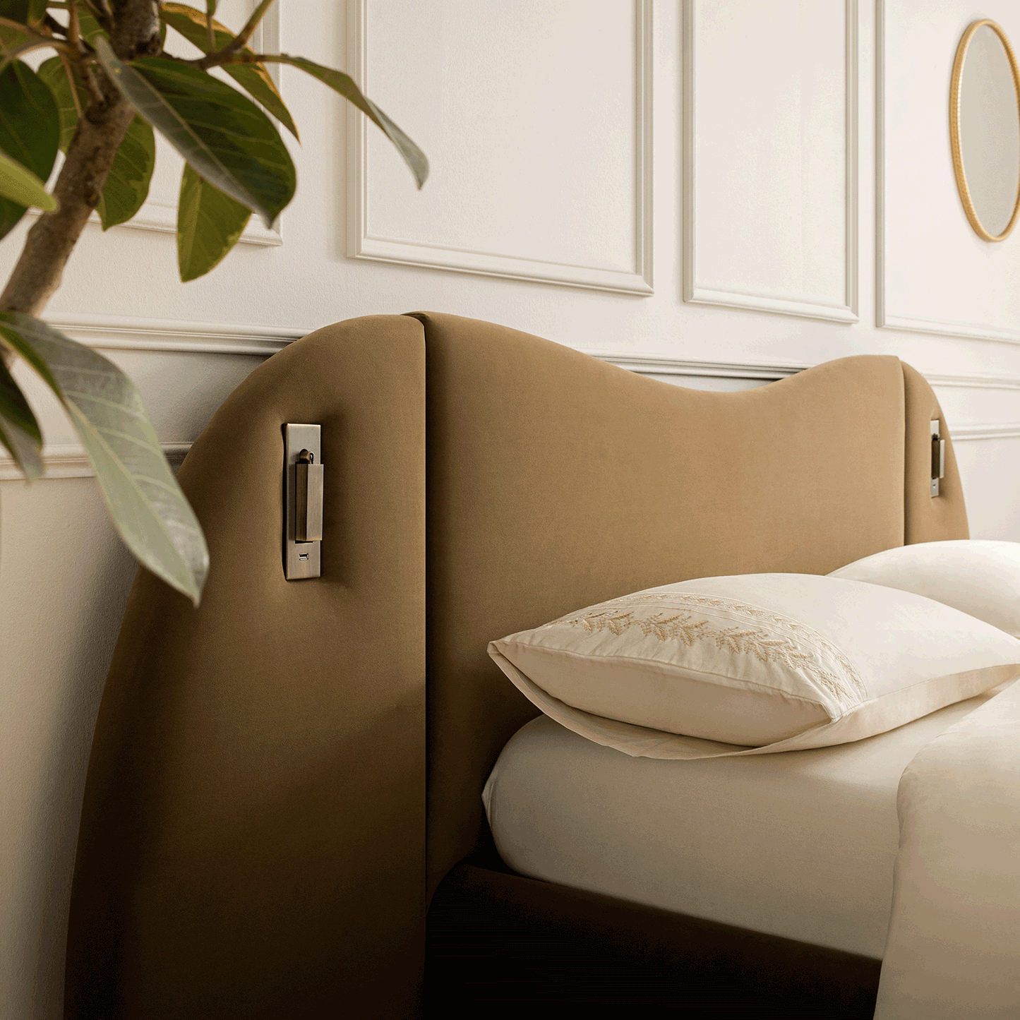 Egerie Extended Headboard Ottoman Bed with Storage, Hazel Velvet