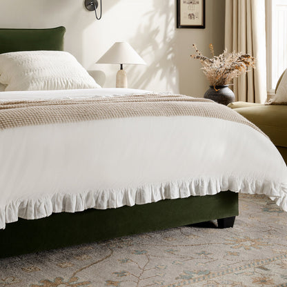 Kricia Upholstered Bed with Storage with Pillow Headboard, Moss Green Velvet