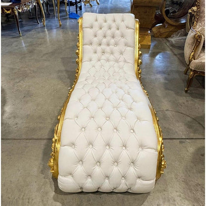 Chaise Lounge Leather White Rococo Style – view 3