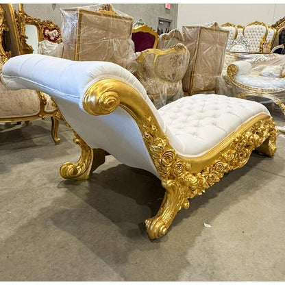 Chaise Lounge Leather White Rococo Style – view 4