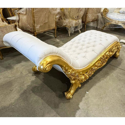 Chaise Lounge Leather White Rococo Style – view 5