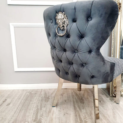 Chelsea Dining Chair with Lion Knocker & Buttoned Back – view 11