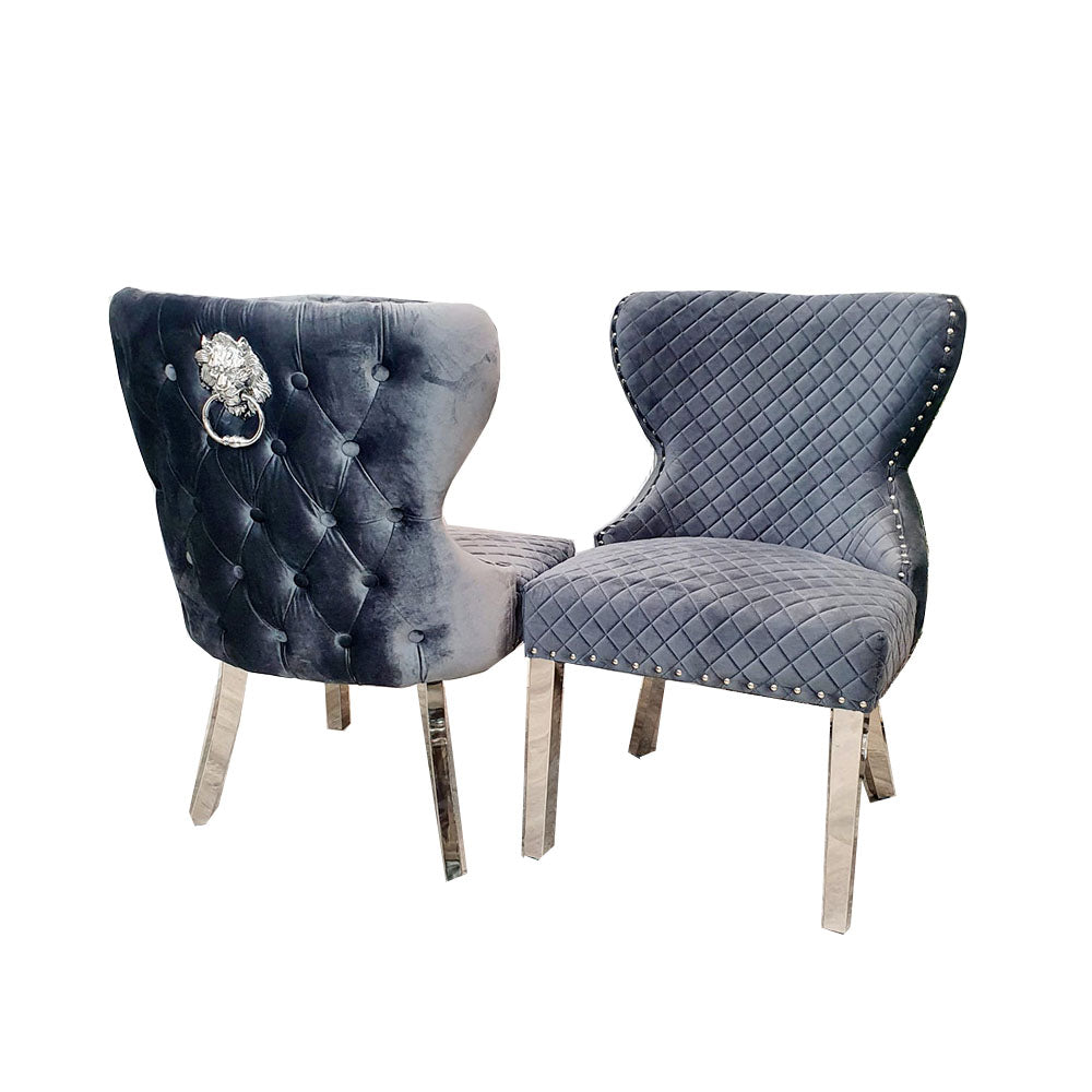 Chelsea Dining Chair with Lion Knocker & Buttoned Back – view 14