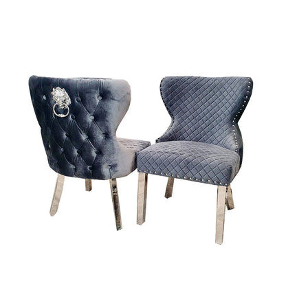 Chelsea Dining Chair with Lion Knocker & Buttoned Back – view 14