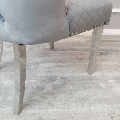Chelsea Dining Chair with Lion Knocker & Buttoned Back