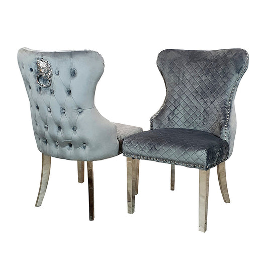 Chelsea Dining Chair with Lion Knocker & Buttoned Back
