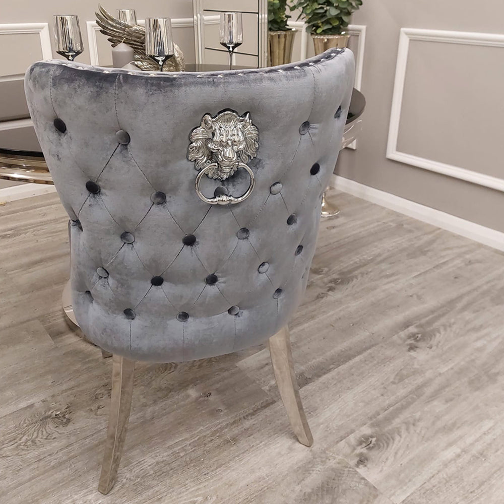 Chelsea Dining Chair with Lion Knocker & Buttoned Back