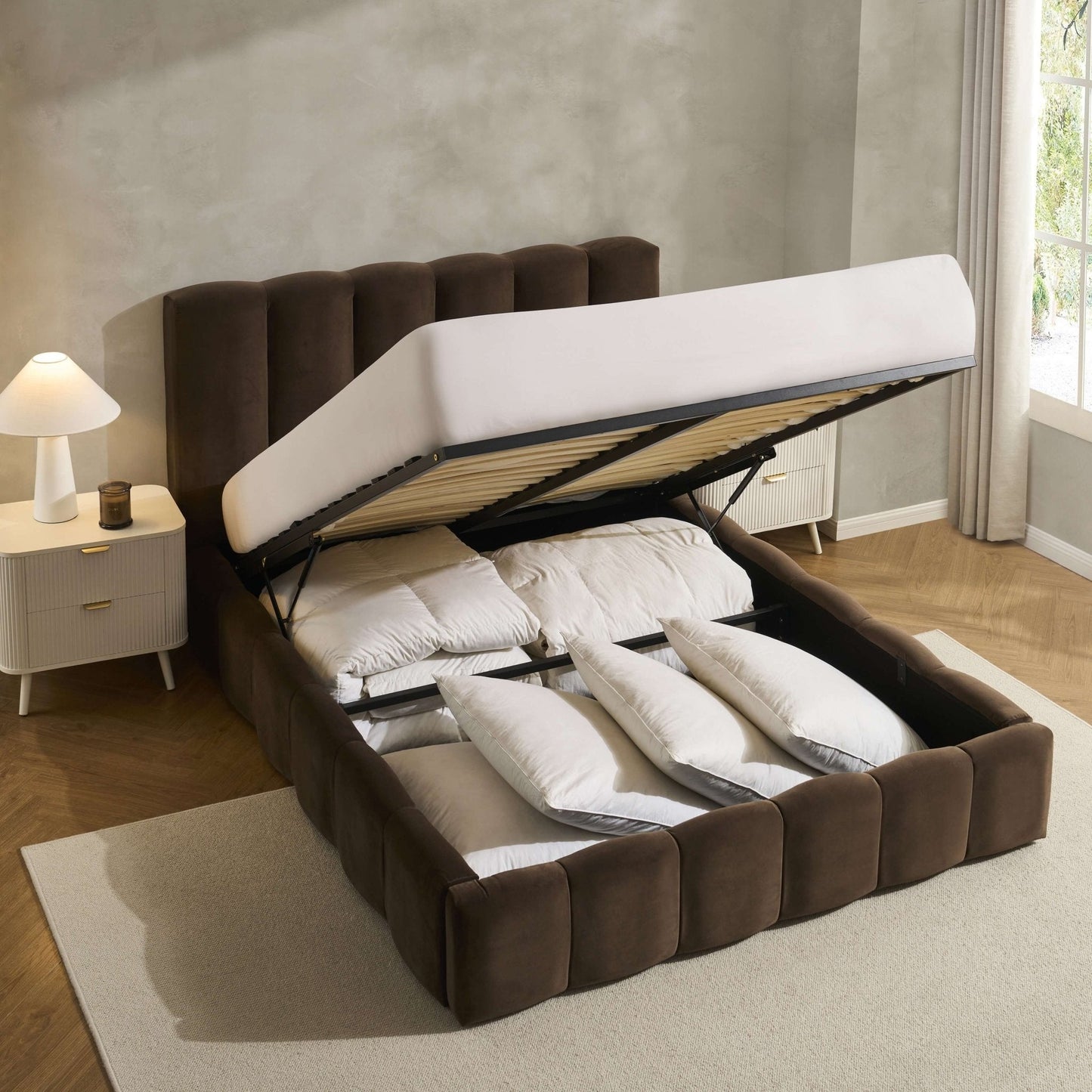 Cheshire Ottoman Storage Bed - Cappuccino