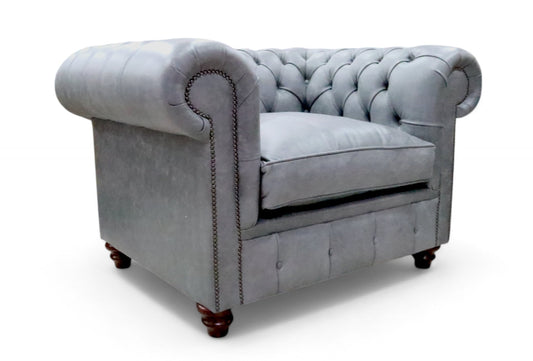 Chesterfield Alfie XL Low Back Club Armchair Vintage Ash Grey Cracked Wax Leather – view 2