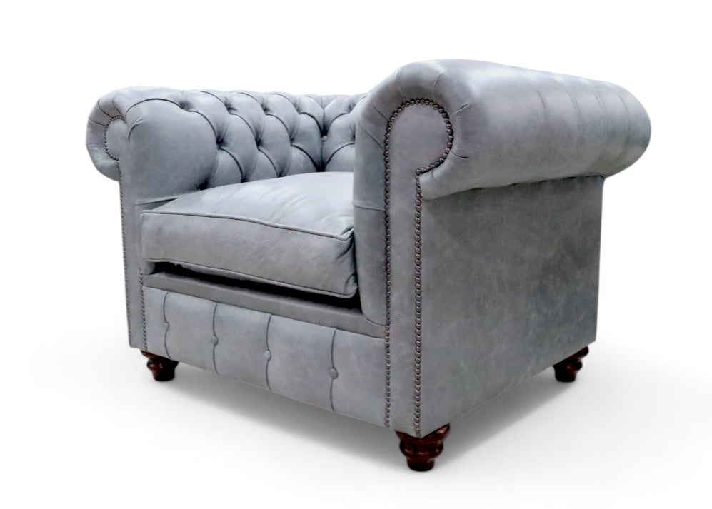 Chesterfield Alfie XL Low Back Club Armchair Vintage Ash Grey Cracked Wax Leather – view 3