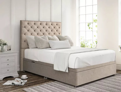 Chesterfield Upholstered Headboard and Ottoman Base