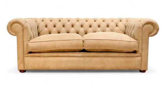 Chesterfield XL Alfie 3 Seater Sofa Settee Brunel Light Tan Leather