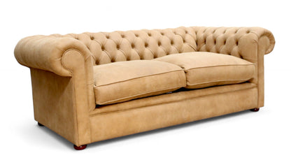 Chesterfield XL Alfie 3 Seater Sofa Settee Brunel Light Tan Leather