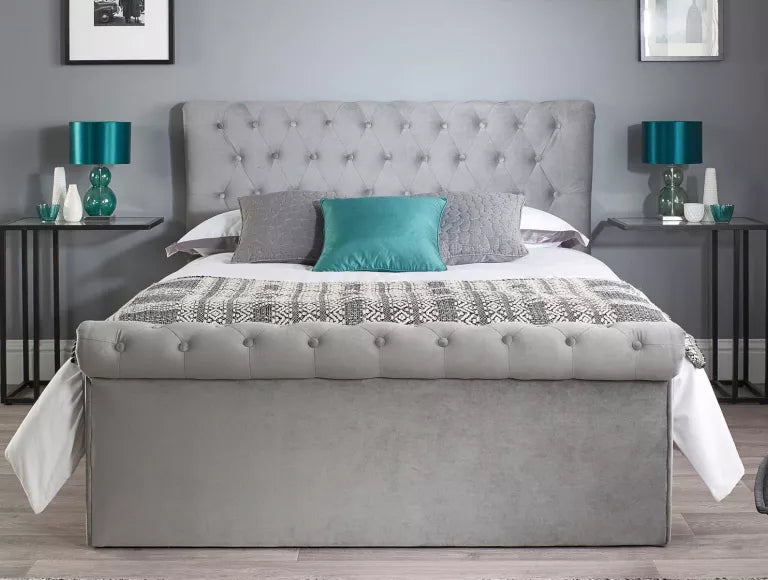 Chesterfield Grey Velvet Upholstered Ottoman Bed Frame – view 3
