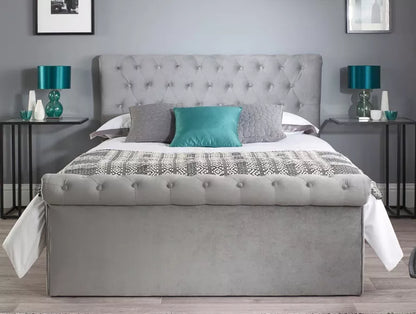 Chesterfield Grey Velvet Upholstered Ottoman Bed Frame – view 3