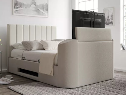 Berkley Upholstered Arran Natural Ottoman TV Bed - Bed Frame Only