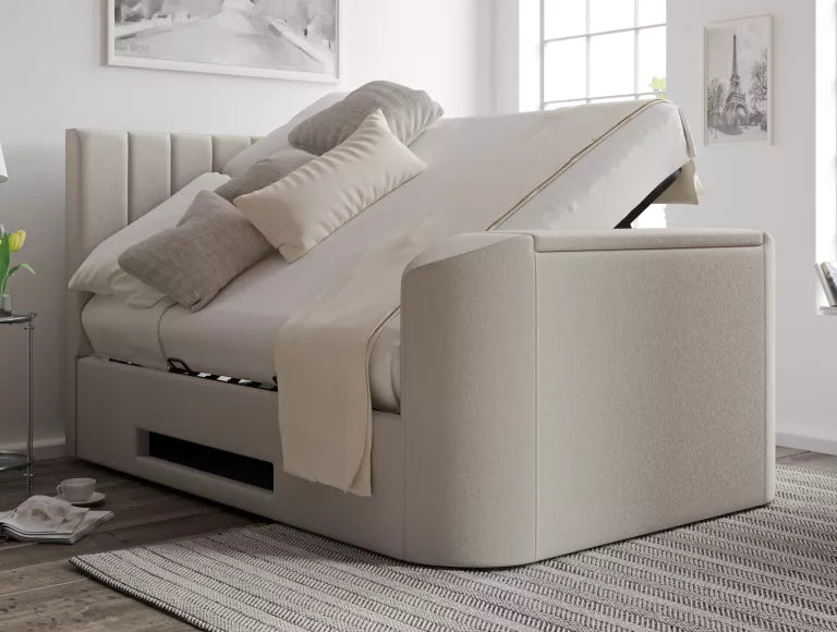Berkley Upholstered Arran Natural Ottoman TV Bed – view 3