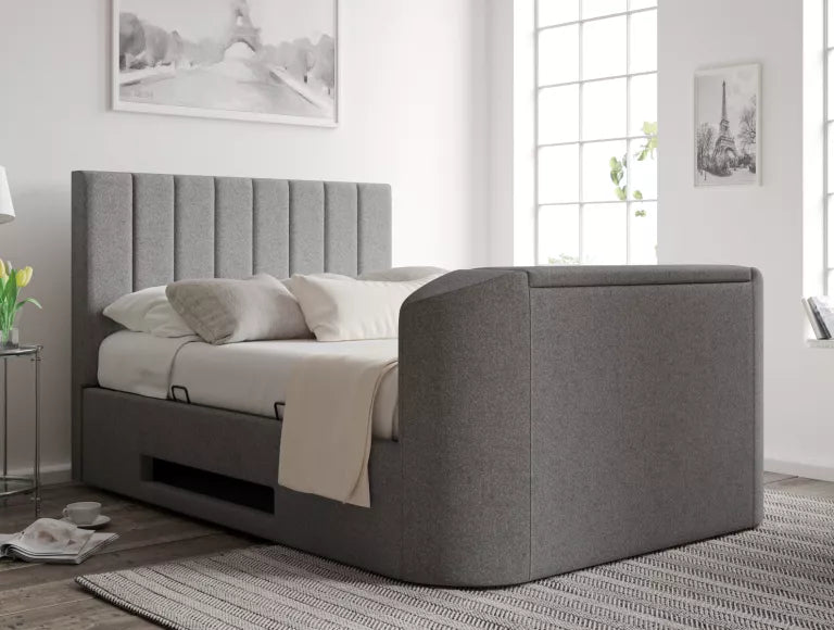 Berkley Upholstered Arran Pebble Ottoman TV Bed - Bed Frame Only
