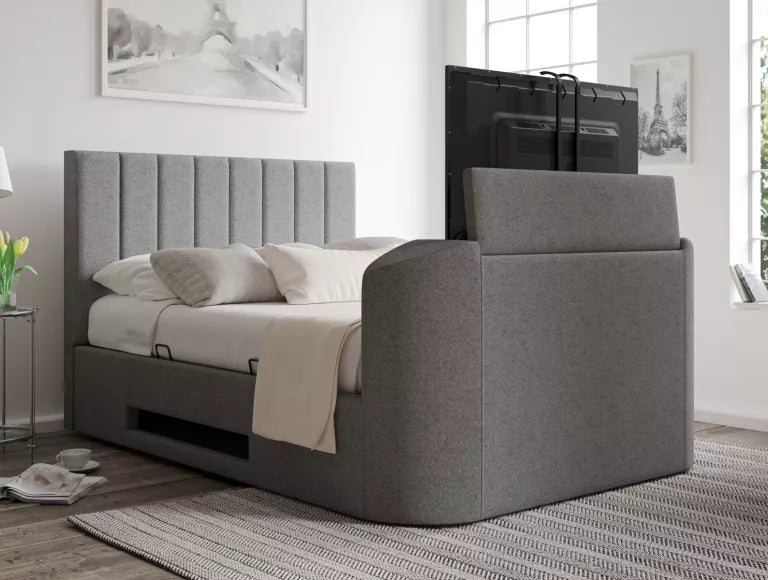 Berkley Upholstered Arran Pebble Ottoman TV Bed - Bed Frame Only