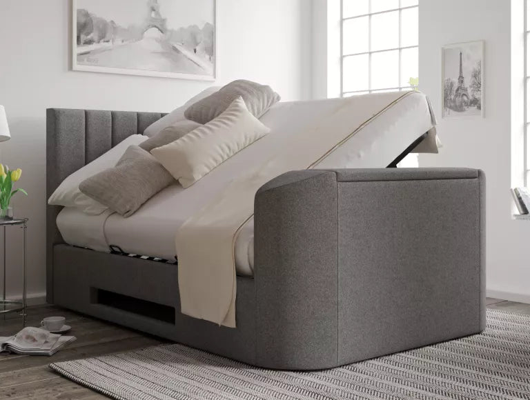 Berkley Upholstered Arran Pebble Ottoman TV Bed - Bed Frame Only
