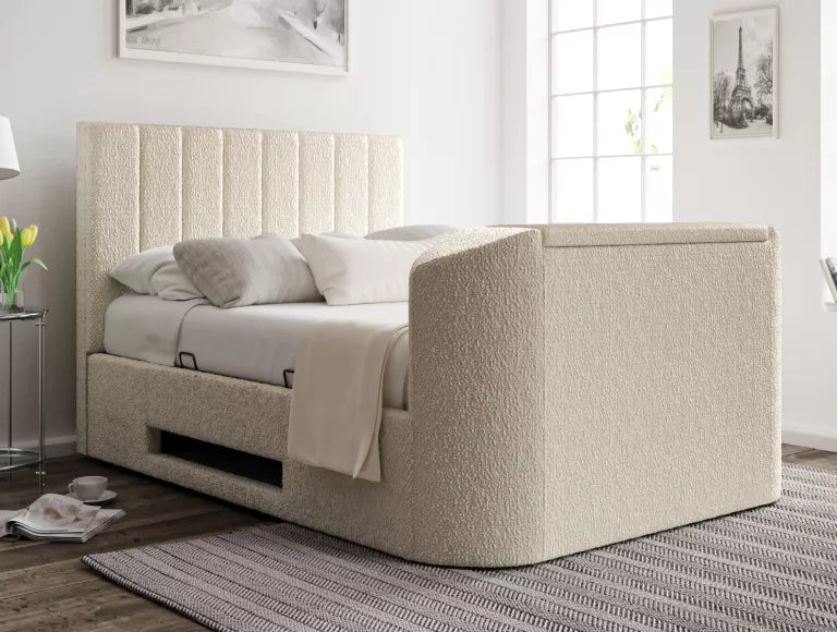 Berkley Upholstered Boucle Ivory Ottoman TV Bed – view 4