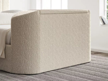 Berkley Upholstered Boucle Ivory Ottoman TV Bed - Bed Frame Only